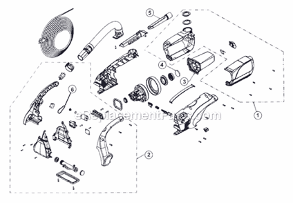 Page A Diagram and Parts List for M08240X  Dirt Devil Hand Vacuum